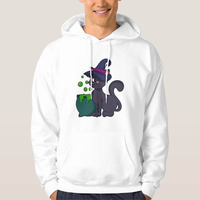 Katze als Hexe mit Cauldron Hoodie (Vorderseite)