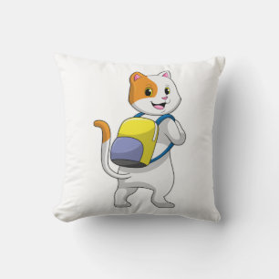 Katze als Hiker mit Rucksack Kissen