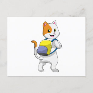 Katze als Hiker mit Rucksack Postkarte
