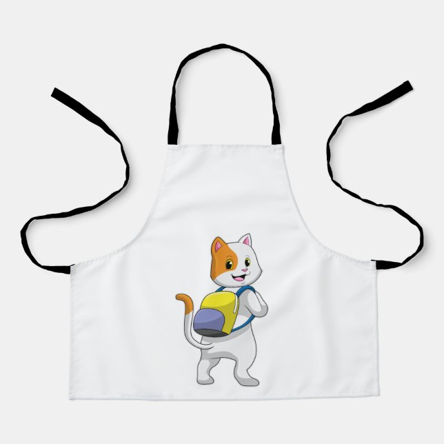 Katze als Hiker mit Rucksack Schürze (Vorderseite)
