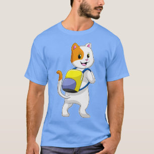 Katze als Hiker mit Rucksack T-Shirt