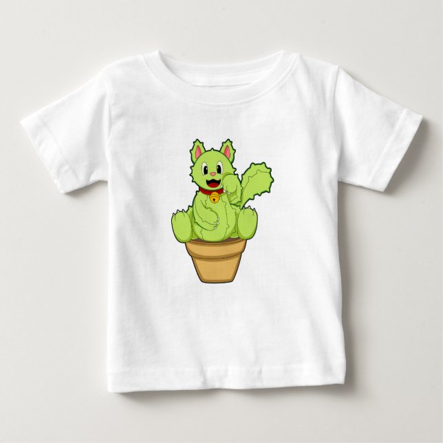 Katze als Kaktus Baby T-shirt (Vorderseite)