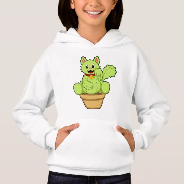 Katze als Kaktus Hoodie (Vorderseite)