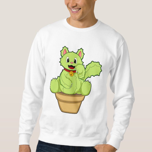 Katze als Kaktus Sweatshirt (Vorderseite)