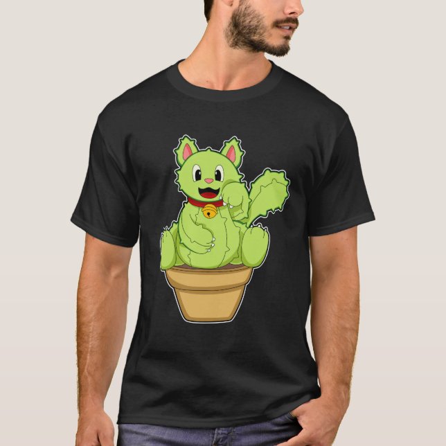 Katze als Kaktus T-Shirt (Vorderseite)