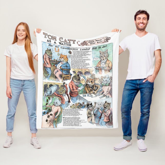 Katze als Kellner, Louis Wain Fleecedecke (Beispiel)