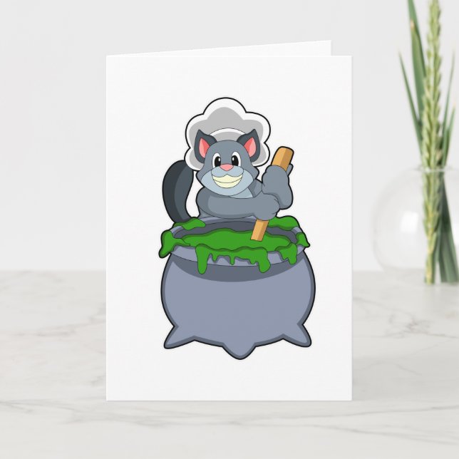 Katze als Koch mit Zaubertrank Karte (Vorderseite)