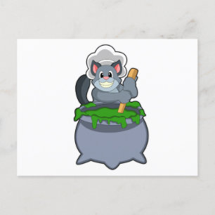 Katze als Koch mit Zaubertrank Postkarte