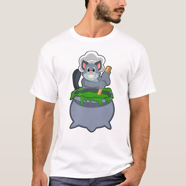 Katze als Koch mit Zaubertrank T-Shirt (Vorderseite)