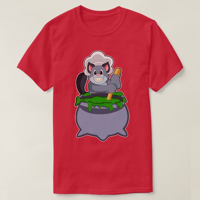 Katze als Koch mit Zaubertrank T-Shirt (Design vorne)