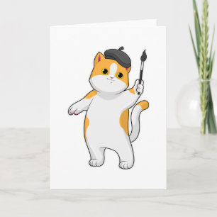 Katze als Maler mit Pinsel Karte