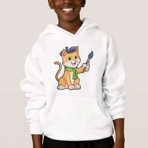 Katze als Maler mit Pinsel und Karpfen Hoodie