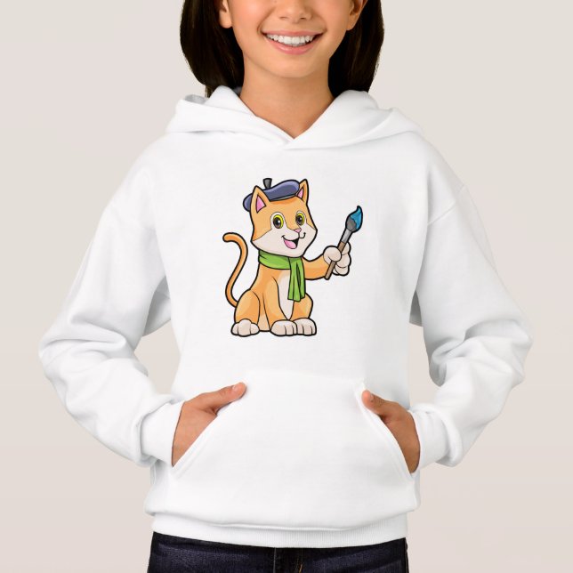 Katze als Maler mit Pinsel und Karpfen Hoodie (Vorderseite)