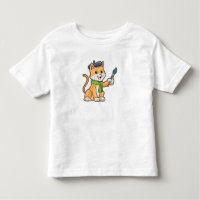 Katze als Maler mit Pinsel und Karpfen