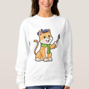Katze als Maler mit Pinsel und Karpfen Sweatshirt