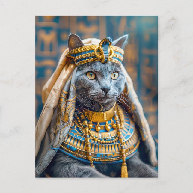 Katze als Pharaoh Queen verkleidet Postkarte (Vorderseite)