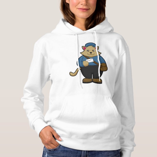 Katze als Postman mit Umschlag & Beutel Hoodie (Vorderseite)