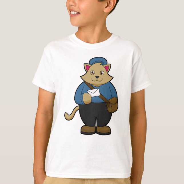 Katze als Postman mit Umschlag & Beutel T-Shirt (Vorderseite)
