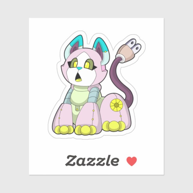 Katze als Roboter Aufkleber (Blatt)