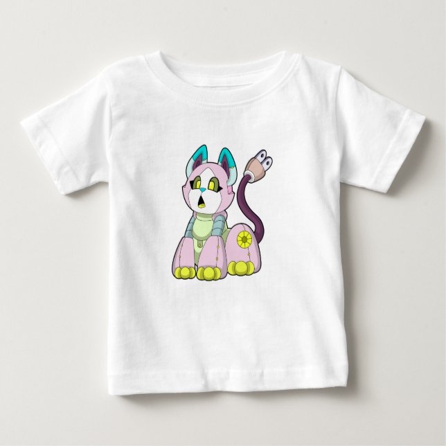 Katze als Roboter Baby T-shirt (Vorderseite)