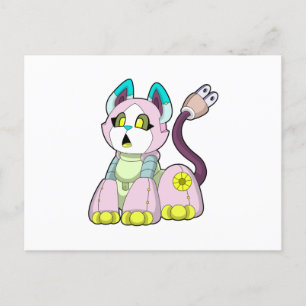 Katze als Roboter Postkarte
