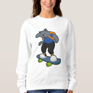 Katze als Skateboarder mit Skateboard Sweatshirt
