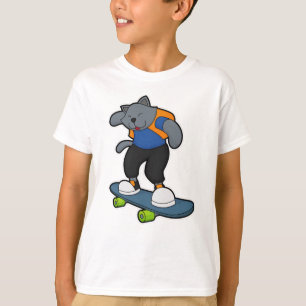 Katze als Skateboarder mit Skateboard T-Shirt