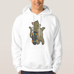 Katze als Skater mit Skateboard Hoodie