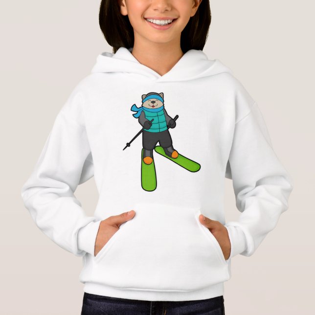 Katze als Skifahrer mit Ski Hoodie (Vorderseite)
