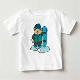 Katze als Snowboarder mit Snowboard Baby T-shirt