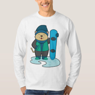 Katze als Snowboarder mit Snowboard T-Shirt