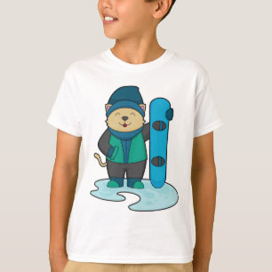Katze als Snowboarder mit Snowboard T-Shirt