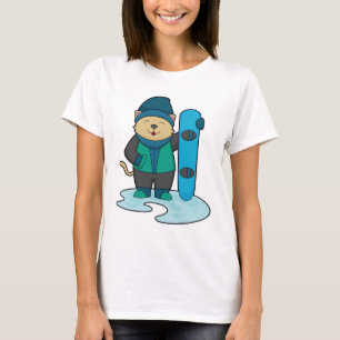 Katze als Snowboarder mit Snowboard T-Shirt