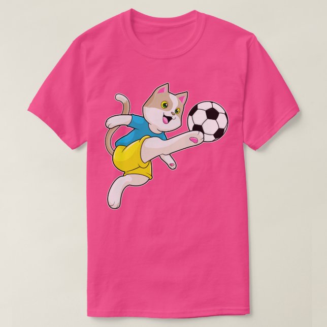 Katze als Spieler mit Kugel T-Shirt (Design vorne)