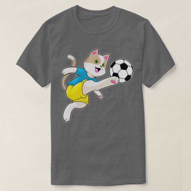 Katze als Spieler mit Kugel T-Shirt (Design vorne)
