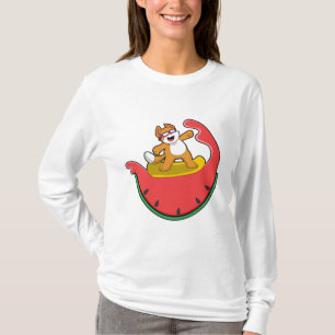 Katze als Surfer mit Watermelon T-Shirt