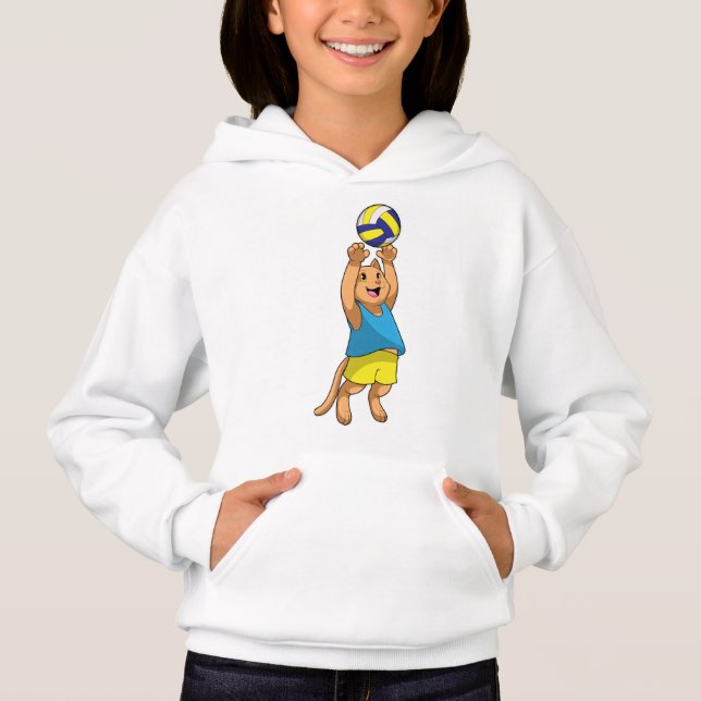 Katze als Volleyballspieler mit Volleyball Hoodie (Vorderseite)