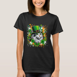 Katze am irischen Patricks-Tag mit Koboldhut  T-Shirt