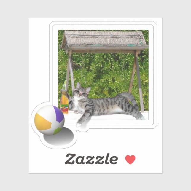 Katze am Strand Aufkleber (Blatt)