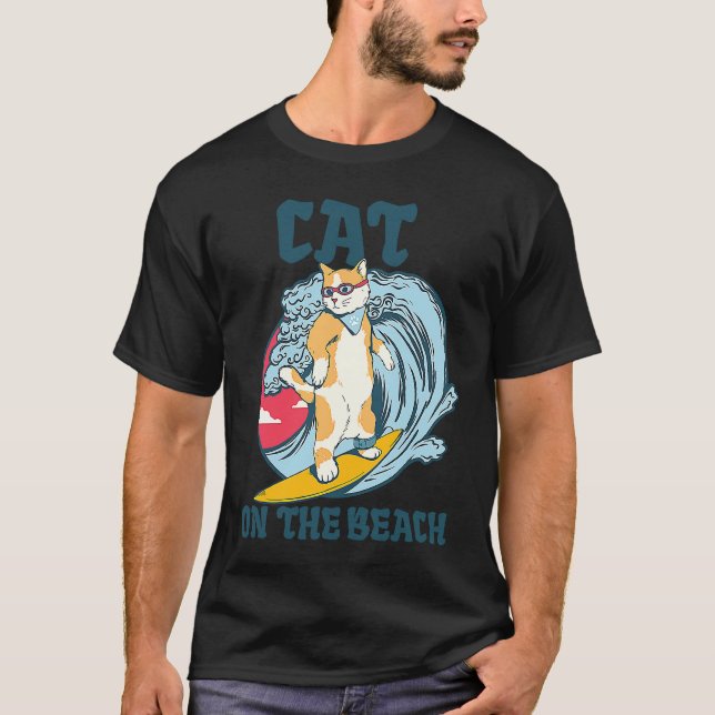 Katze am Strand T-Shirt (Vorderseite)