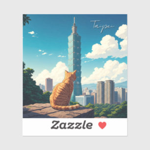 Katze am Taipei 101 Taiwan Aufkleber