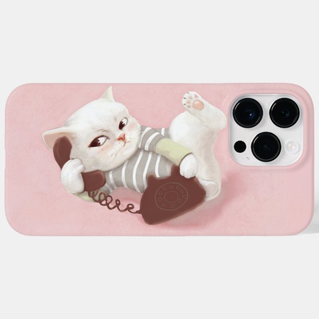 Katze am Telefon Case-Mate iPhone Hülle (Rückseite (Horizontal))