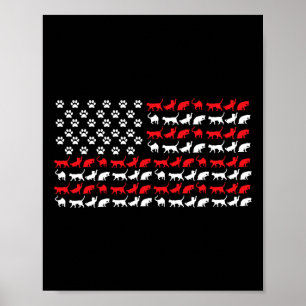 Katze Amerikanische Flagge Usa Pfoten Patriotisch Poster