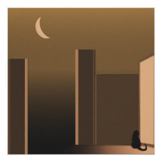 Katze an der Tür Poster