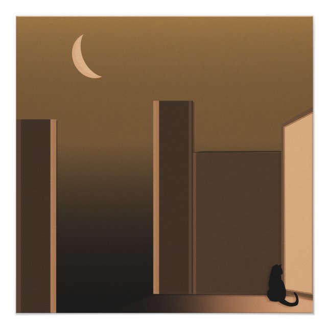 Katze an der Tür Poster (Vorderseite)