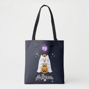 Katze an Halloween unter Mondlicht – Gruselige und