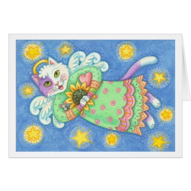 KATZE ANGEL & BELIEBTE DINGE NOTE KARTE *Vielen Da (Vorderseite (Horizontal))