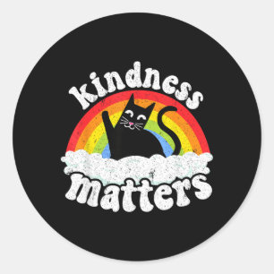 Katze Anti Mobbing Regenbogen Freundlichkeit ist w Runder Aufkleber