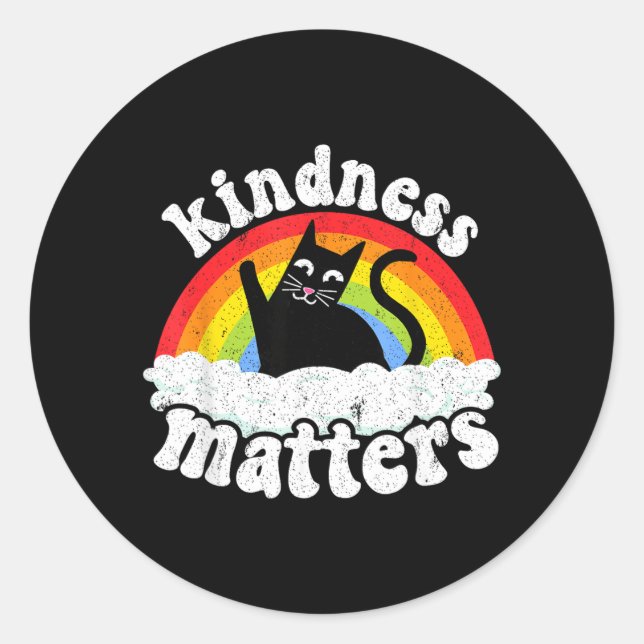 Katze Anti Mobbing Regenbogen Freundlichkeit ist w Runder Aufkleber (Vorderseite)