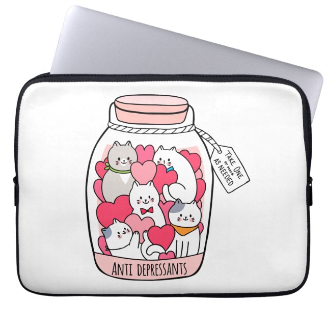 Katze Antidepressiv Funny Cat Lover Geschenk Laptopschutzhülle (Vorderseite)